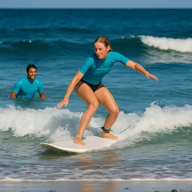 Clases de surf en la playa de Villa Bahía